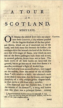 First page of A Tour in Scotland 1769, published in 1771.