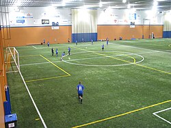 An indoor football facility