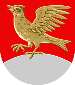 Eurasian skylark pictured in the coat of arms of Leivonmäki