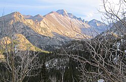 Longs Peak seen from Dream Lake trail