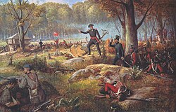 Fencibles, militia, and Mohawks repel an American attack on Montreal, Battle of the Chateauguay, October 1813