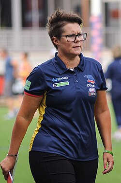 Bec Goddard was the inaugural premiership coach in 2017.