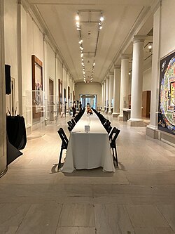 Tables setup for event in gallery
