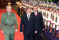 Lula and Cuban leader Fidel Castro, 2003
