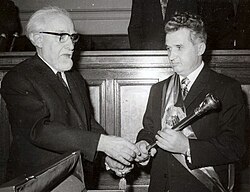 Ceaușescu receiving the presidential sceptre, 1974[125]