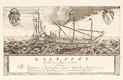 Depiction of Venetian Galleasses in the Atlante Veneto, 1691
