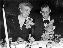 Sinatra, pictured with former First Lady Eleanor Roosevelt in 1947, was an ardent supporter of the Democratic Party until the early 1970s.