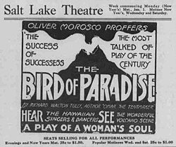 An advertisement for the Broadway show The Bird of Paradise