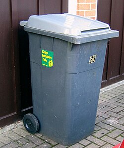 Household waste container (specifically, a wheelie bin) in Berkshire, England