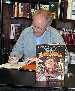 Lithgow autographing copies of The Remarkable Farkle McBride