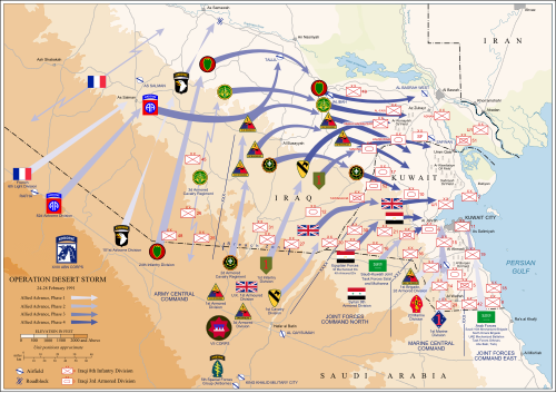 Ground troop movements 24–28 February 1991, during Operation Desert Storm