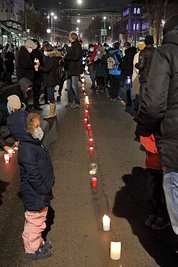 Sea of lights, a memorial event for deaths by COVID-19, on 19 December 2021 in Vienna