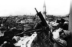 MG08 machine gun on the minaret of the Hagia Sophia 1941