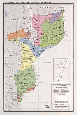 Administrative divisions and ethnic groups of Portuguese Mozambique, 1964