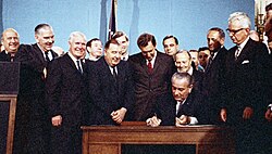 Johnson signing the Clean Air Act