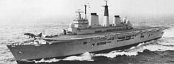 HMS Invincible, one of two available aircraft carriers for the task force