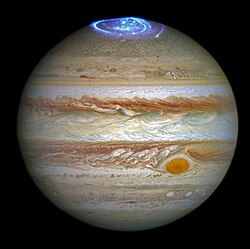 Aurorae on the north pole of Jupiter generate cyclotron masers (Hubble)