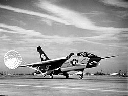 The single XF8U-1T in 1962.