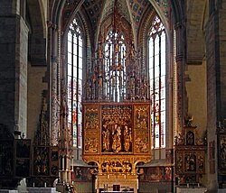 Main altar in the Basilica of St. James, crafted by Master Paul of Levoča, 1517. It is the tallest wooden altar in the world