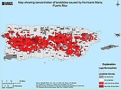 Map of landslides in Puerto Rico from Hurricane Maria
