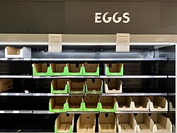 Empty shelves at a Coles grocery store in Brisbane, Australia, in April 2020