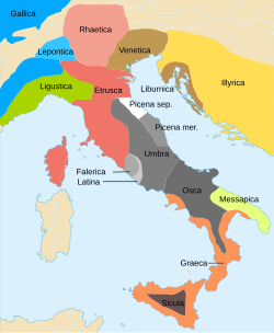 Ethnolinguistic map of Italy in the Iron Age, before the Roman expansion in Italy