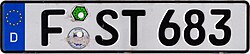 This plate from Frankfurt am Main bears the letters F ST, whereas FS T may be found on a vehicle from Freising.