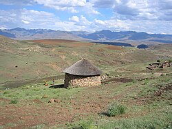 Thatched hut in Lesotho, Africa
