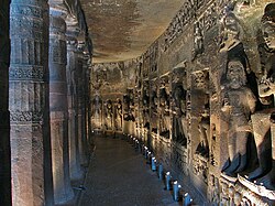 Side corridor of a Chaitya hall in Ajanta
