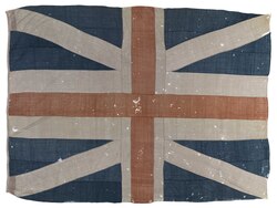 Union Jack from HMS Queen Charlotte, the Royal Navy flagship during the Glorious First of June, 1794. As was common for the period, the flag is an approximation of the correct specification