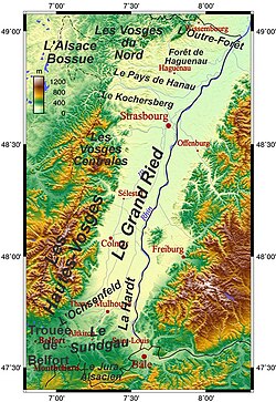 Topographic map of Alsace