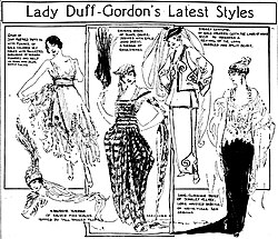 Styles of Lucy, Lady Duff-Gordon, as presented in a vaudeville circuit pantomime and sketched by Marguerite Martyn of the St. Louis Post-Dispatch in April 1918