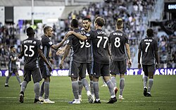 Minnesota United players in 2019 match vs. New Mexico United