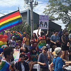 Durham LGBTQ Pride Parade on Broad Street in 2019