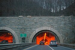 The Wilbur Cross Parkway passes through West Rock via Heroes Tunnel, the only highway tunnel in Connecticut.