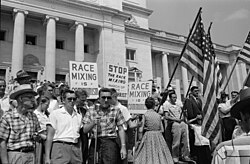 White parents rally against integrating Little Rock's schools in August 1959.