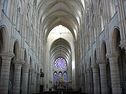 The Gothic interior of Laon Cathedral, France
