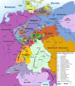 The Kingdom of Bavaria within the Confederation of the Rhine in 1812, including Salzburg