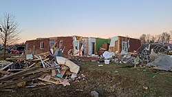Major structural damage to a house near Hartford