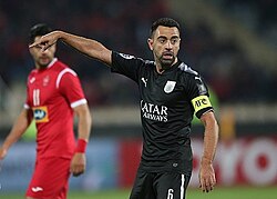 Xavi with Al Sadd, playing against Persepolis in the AFC Champions League, April 2018.