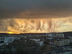 Virga during a sunset over Saratov in south-west Russia