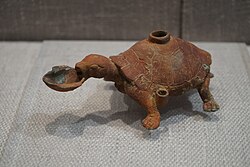 Bronze turtle holding a cup, Eastern Wu