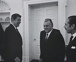 Viola met with U.S. President Ronald Reagan and Argentine Ambassador Jorge A. Aja Espil at the White House on 17 March 1981.