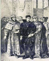 Hamlet's statement that his dark clothes are the outer sign of his inner grief demonstrates strong rhetorical skill (artist: Eugène Delacroix 1834).