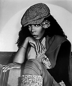 Donna Summer during the photoshoot for her first Geffen Records album, The Wanderer, 1980.