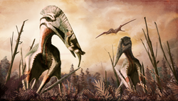 The fossil trackways show that pterosaurs like Hatzegopteryx were quadrupeds, and some rather efficient terrestrial predators.