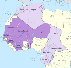 Map of the colonies in French West Africa in 1935