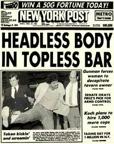 The April 15, 1983, edition of the New York Post featured one of the newspaper's most famous headlines.
