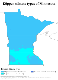 Minnesota's Köppen climate types