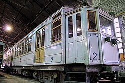 A UEC Preston car inside the Polvorín Workshop. These were used from 1913 to 1977.[94]
